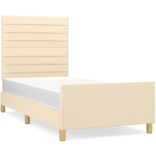 vidaXL Posteljni okvir z vzglavjem krem 90x200 cm blago, (20906223) Cene