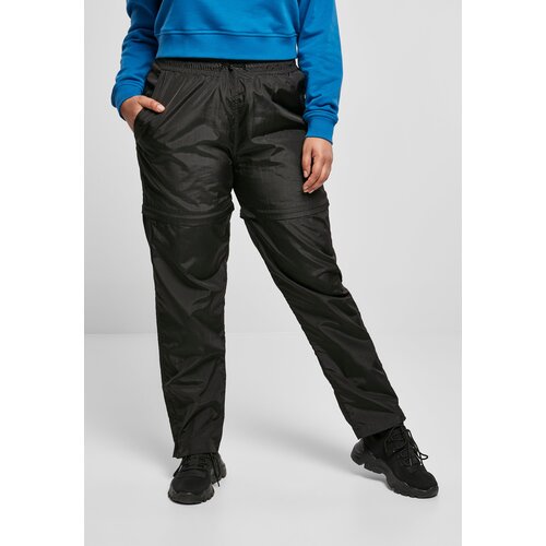 UC Ladies Women's Shiny Crinkle Nylon Zipper Pants Black Cene