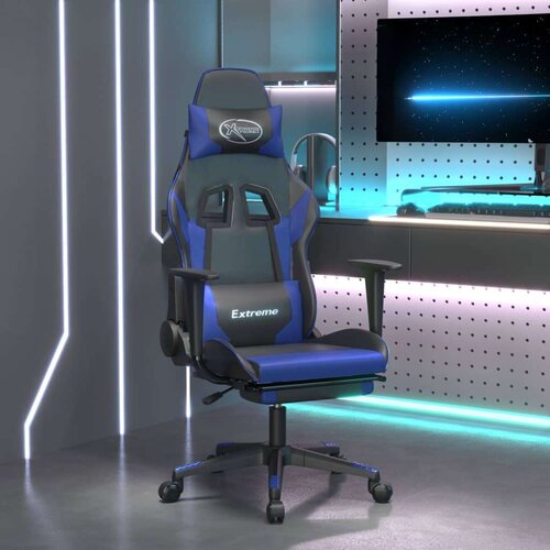  Igralni stol z oporo za noge črno in modro umetno usnje, (21152309) Slike