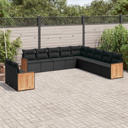 vidaXL 11-dijelni set vrtnih sofa od poliratana s jastucima crni Cijene