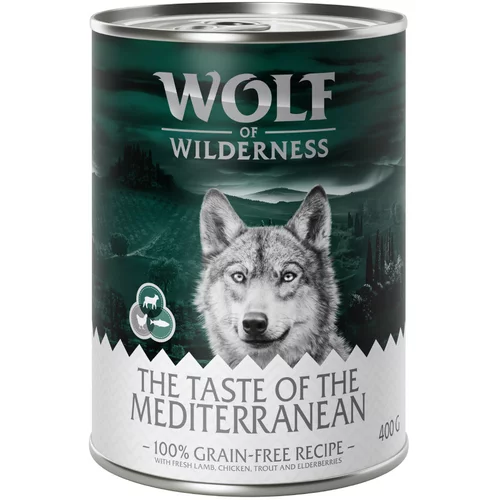 Wolf of Wilderness Varčno pakiranje "The Taste Of" 12 x 400 g - The Mediterranean - jagnjetina, piščanec, postrv
