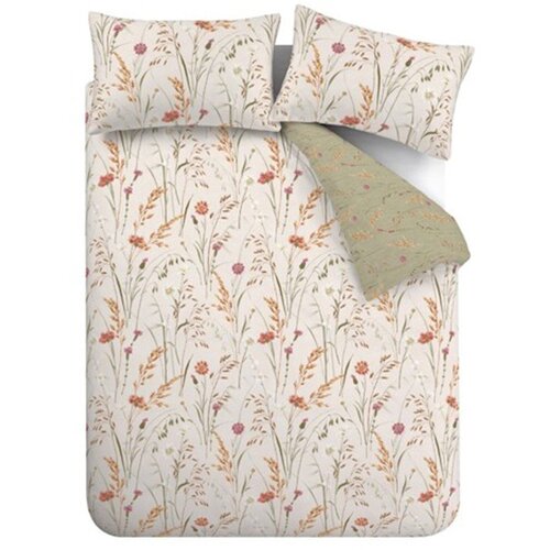 Catherine Lansfield Zelena/smeđa flanelska posteljina za bračni krevet/za produženi krevet 230x220 cm Grasmere Floral – Cijene