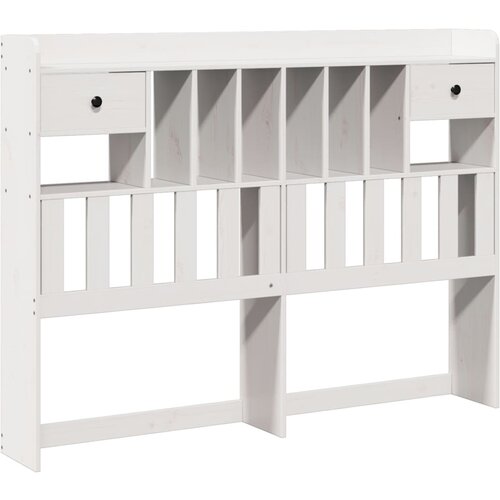 Maison Chic posteljno vzglavje - vzglavna omarica - nočna omarica s predelki bela 140 cm trdna borovina, (21708143) Slike