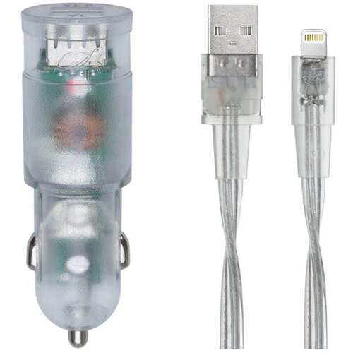  Avto polnilec RivaPower VA4225 TD2 prozoren 3,4A / 2xUSB + kabel MFi Lightning 1.2m Slike
