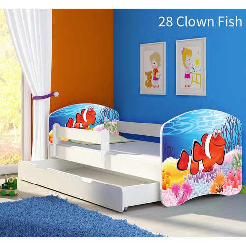  Otroška postelja ACMA z motivom, stranska bela + predal 160x80 cm 28 Clown Fish Cene