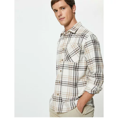 Koton Lumberjack Shirt Pocket Detailed Classic Collar Long Sleeve