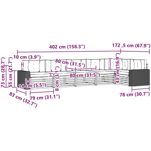  Set vanjskih sofa 6 kom. Prirodna i svjetlosiva Poliester Slike