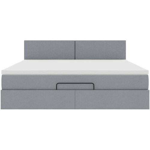 VidaXL Otomanski krevet s madracem svijetlosivi 160x200 cm tkanine Slike
