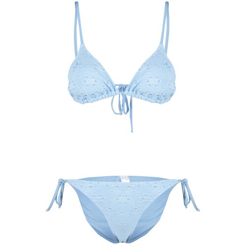 Trendyol Blue Triangle Tie Textured Two-Piece Bikini Set Slike
