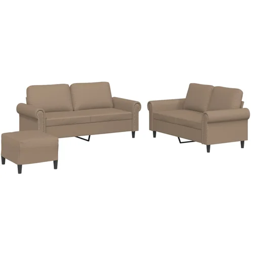 vidaXL 3-dijelni set sofa s jastucima boja cappuccina od umjetne kože vidaXL 3-dijelni set sofa s jastucima boja cappuccina od umjetne kože