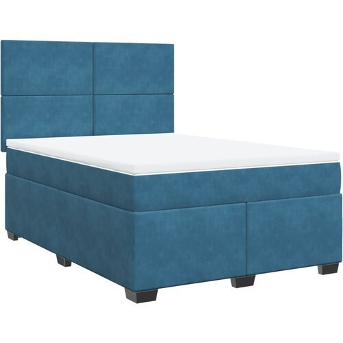 vidaXL Box spring postelja z vzmetnico modra 140x190 cm žamet, (21309628) Cene