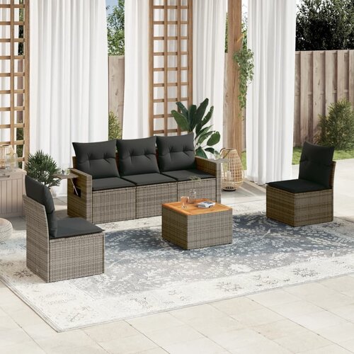 vidaXL 6-dijelni set vrtnih sofa od poliratana s jastucima sivi Cijene
