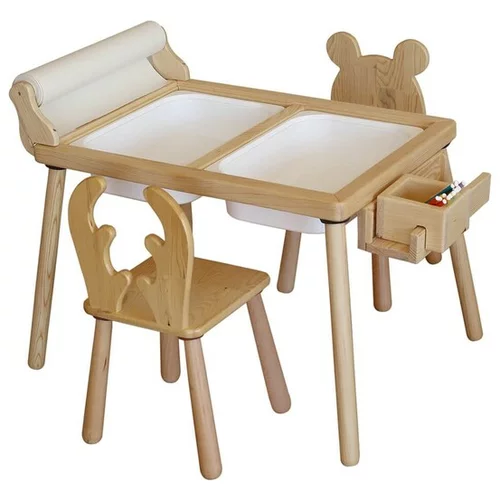 HANAH HOME Dječji stol set Roll and 2 Chairs - White