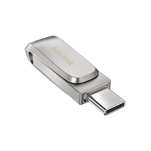 Sandisk USB C &amp;amp; USB DISK 256GB Ultra Dual LUXE, 3.1, srebrn, kovinski, branje do 150MB/s (SDDDC4-256G-G46) Slike