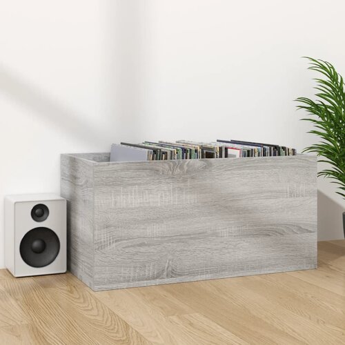  Kutija za pohranu vinilnih ploča siva 71 x 34 x 36 cm drvena Slike