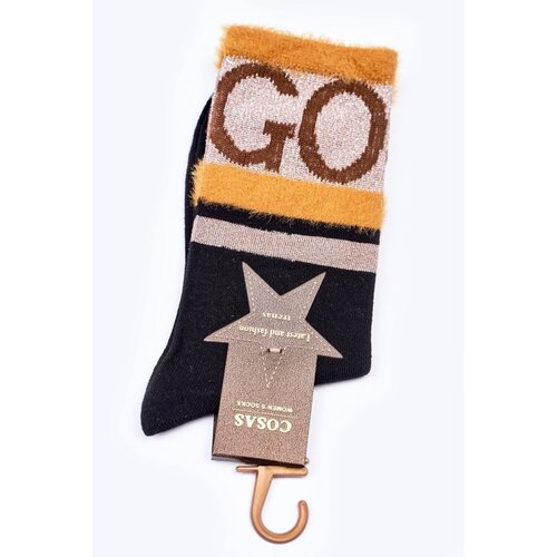 Kesi Women's Cotton Socks GO-GO With Fur COSAS Black Cene