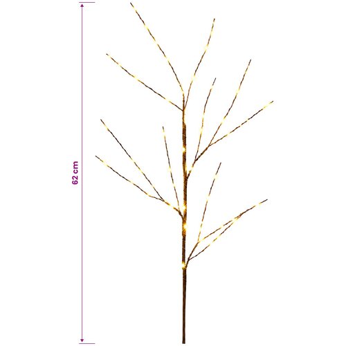  LED bakrena ukrasna božićna grana 3 kom. Smeđa 62 cm Čelik Slike