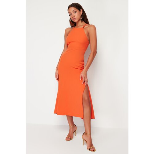 Trendyol orange back tied dress Cene