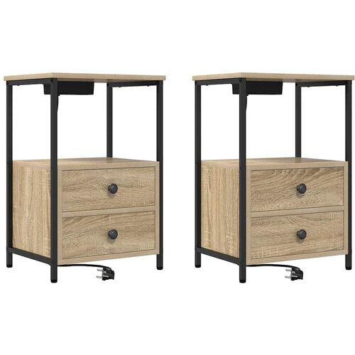  Noćni ormar s ladicama 2 pcs Sonoma hrast 40 x 31 x 60 cm Slike