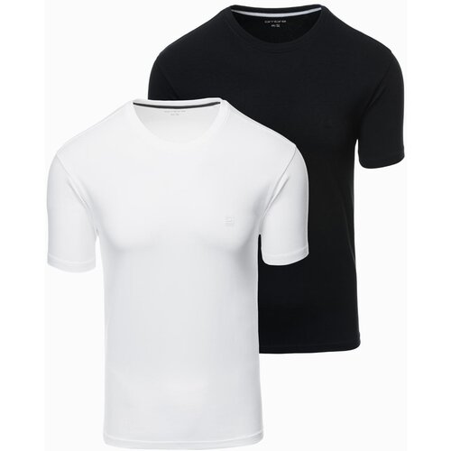 Ombre BASIC men&amp;#039;s cotton t-shirt set with round neckline - black/white/ navy Slike