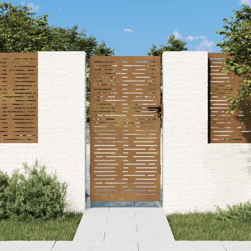 vidaXL Vrtna vrata 85x175 cm corten jeklo kvadraten dizajn Cene