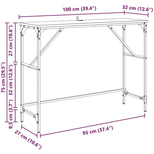  Konzolna stolica Staro drvo 100 x 32 x 75 cm Konstruirano drvo Slike