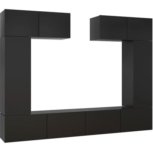 Maison Chic Komplet TV omarice - TV enot 6-delni črna inženirski les, (21699201) Cene