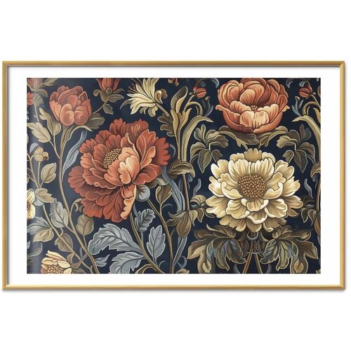  Plakat Tapestry Large Retro Flowers 60x40 Zlatni okvir s margom Cene