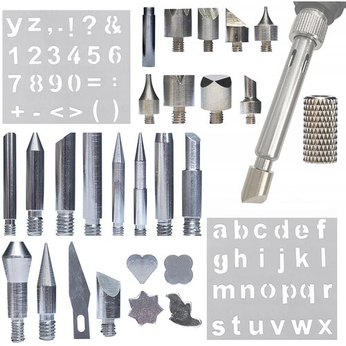 Rosfix Set 30 Elementov Za Žigosanje Lesa &ndash; 27 Grotov, Adapter M4, 2 Predloge | Združljivo Z Yihua, WEP, (5000244464) Cene