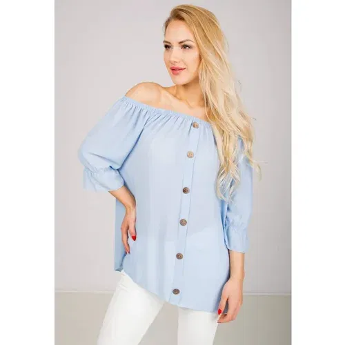 Kesi Elegant women's blouse with buttons - blue,