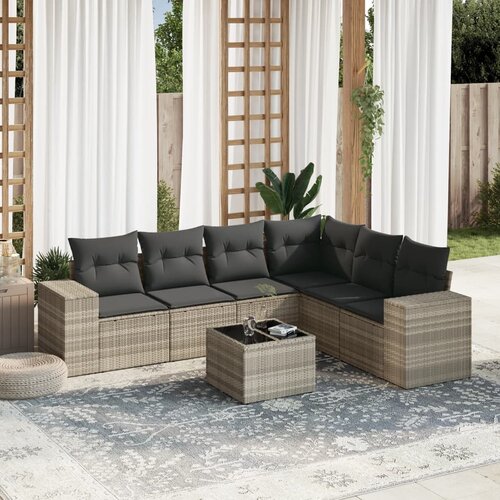 VidaXL 7-dijelni set vrtnih sofa svjetlosivi od poliratana Slike