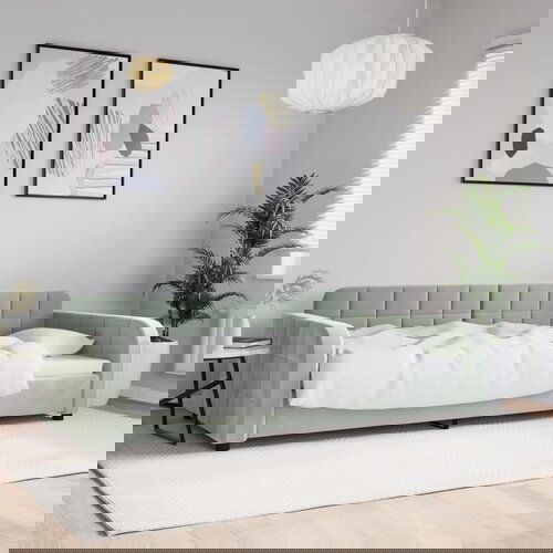 VidaXL Raztegljiva postelja svetlo siva 100x200 cm žamet Slike