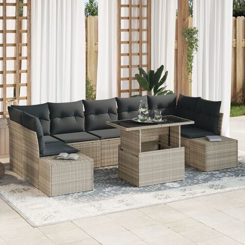 VidaXL set garniture za vrt s jastučićima svijetlosive boje poli ratana Slike
