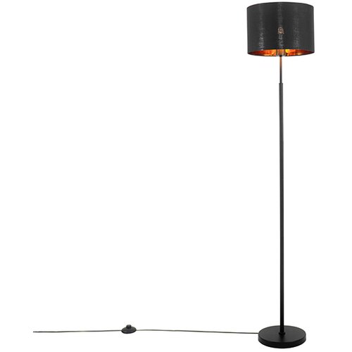 QAZQA Smart vloerlamp zwart met goud rond incl. Wifi. A60 - VT Cene