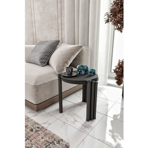 Hanah home stočić za dnevnu sobu lavia 3 - black black nesting table (3 pieces) Cene