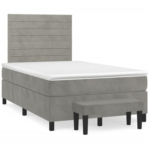 VidaXL Box spring postelja z vzmetnico svetlo siva 120x190 cm žamet Slike