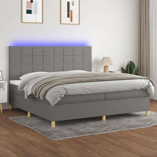  Box spring postelja z vzmetnico LED temno siva 200x200 cm blago, (20761166) Slike