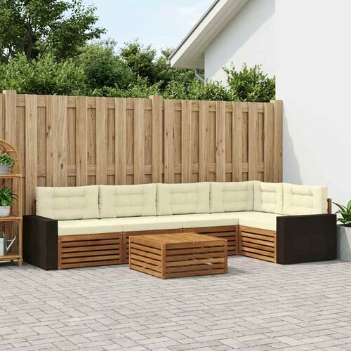  Set vanjskih sofa 6 kom. Prirodna i krem Poliester Slike
