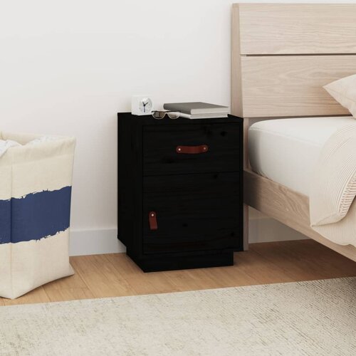 vidaXL noćni ormarić crni 40 x 34 x 55 cm od masivne borovine Cijene