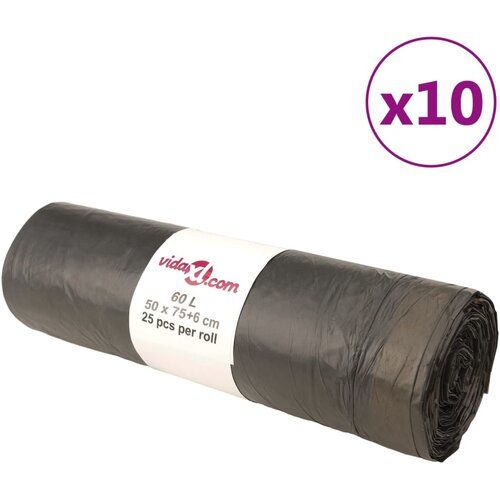 vidaXL vrečke za smeti z vrvico 250 kos črne 60 l Cene