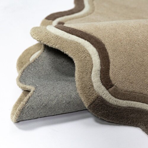 Flair Rugs Ročno tkana volnena okrogla preproga v naravni barvi &amp;oslash; 180 cm Leo Scallop &amp;ndash; Slike