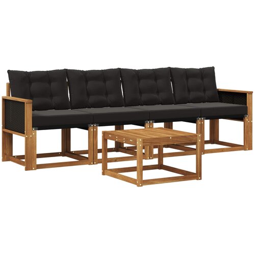 vidaXL Zunanja garnitura za sedenje z blazino 5 pcs Naravna in črna, (5000273449) Cene