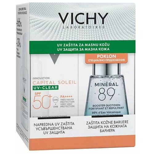 Vichy promo clear dnevna zaštita od sunca SPF50+ 50ml + mineral 89 dnevni booster za snažniju i puniju kožu 30ml Slike