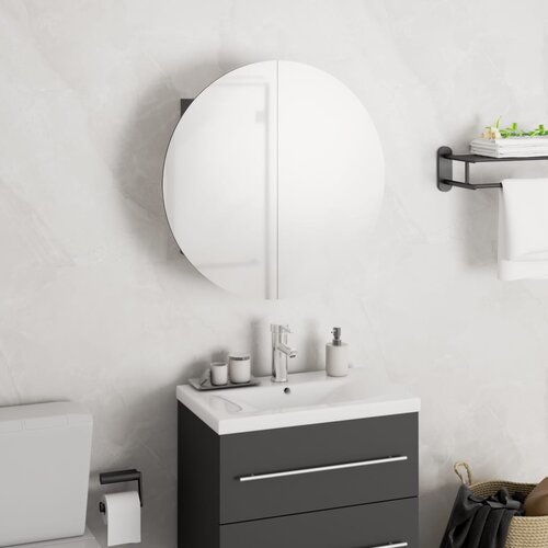  Kupaonski ormarić s okruglim ogledalom LED sivi 40x40x17,5 cm Cijene