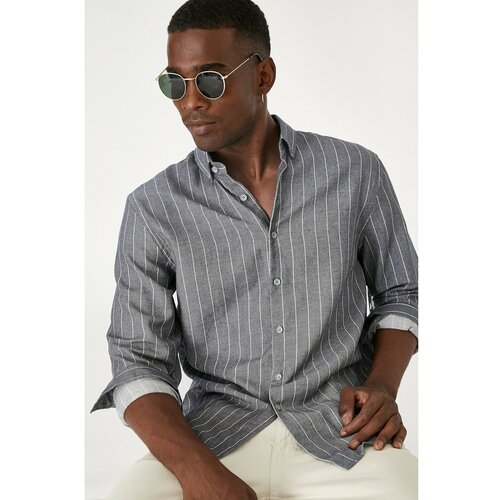 Koton Men's Gray Striped Shirt Slike