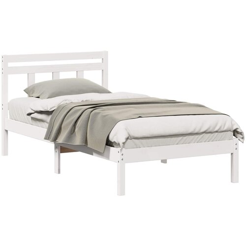 vidaXL Konstrukcija postelje Bela 75 x 190 cm Masivno borovo les, (5000123746) Cene