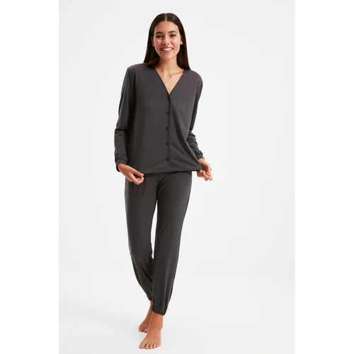 Trendyol Anthracite Knitted Pajamas Set