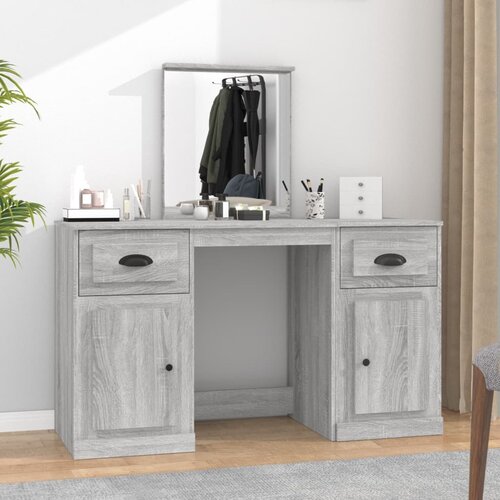 vidaXL Toaletna mizica z ogledalom siva sonoma 130x50x132,5 cm Cene