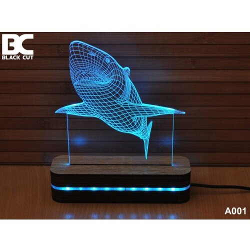 Black Cut 3D lampa ajkula hladno bela Cene