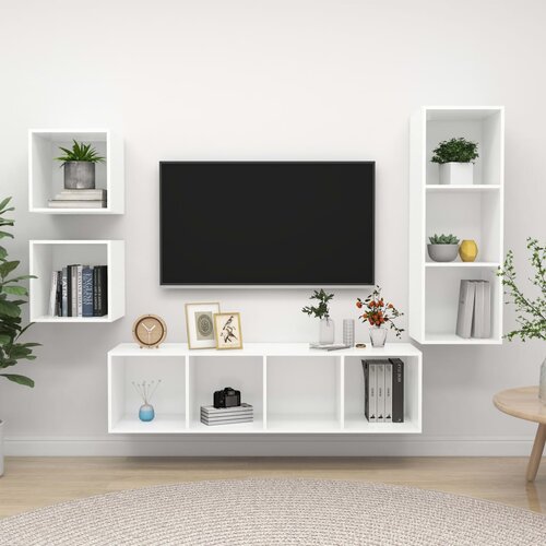  4-dijelni set TV ormarića bijeli od konstruiranog drva Cene